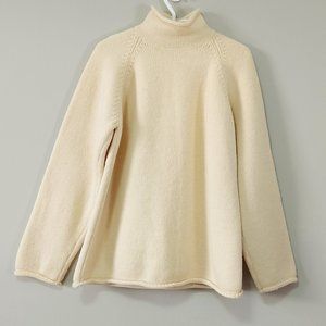 J.Crew Wool Sweater XL Chunky Knit Fisherman Mock Neck Rollneck Pullover